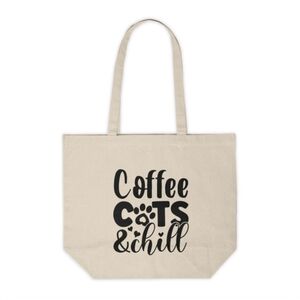 Coffee, Cats & Chill Custom Canvas Tote Bag